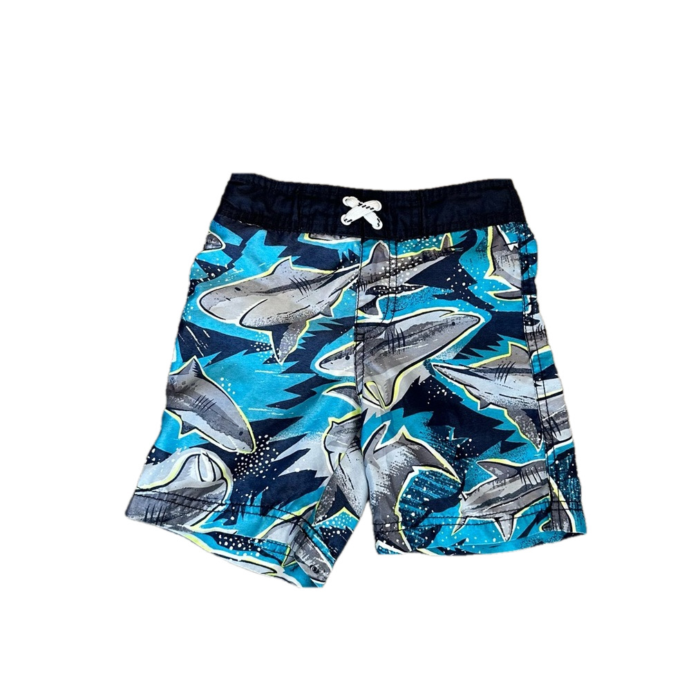 4/20$ Shark Print Kids Toddler Swim Shorts Swimsuit Swim Trunks size XS(4)